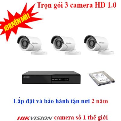 trọn bộ 3 camera Hikvision HD 1.0
